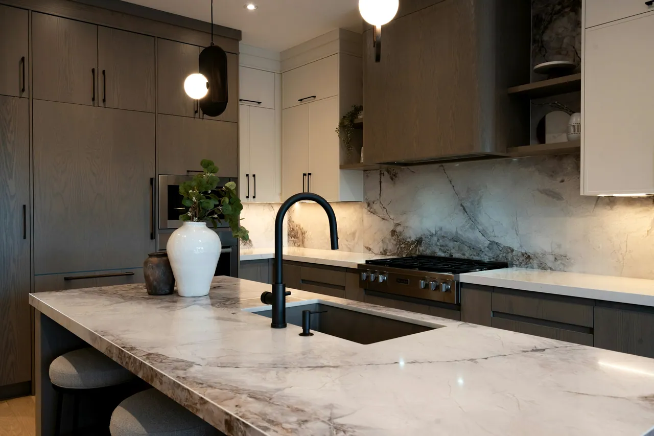 Etiler residence — dark oak kitchen and doors — 2